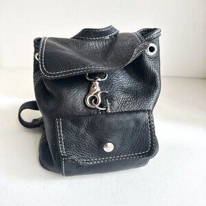 Stone Ridge Black Leather Mini Backpack